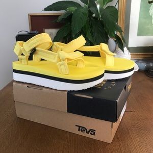Teva yellow platform sandals